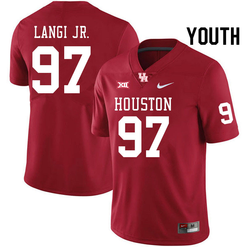 Youth #97 Amipeleasi Langi Jr. Houston Cougars Big 12 XII College Football Jerseys Stitched-Red